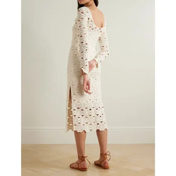 Cara Cara Marsielle Crochet Cotton Midi Dress Cream NWT Size XS - Picture 2 of 10